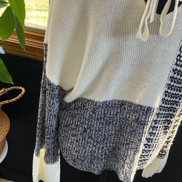 Blu Pepper Navy Blue and Cream Patchwork Sweater - Picture 4 of 5